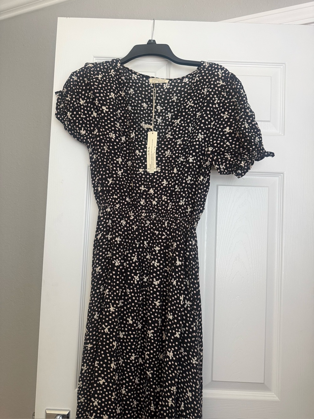 LOVESTITCH Black and Cream Polka Dot Maxi Dress S